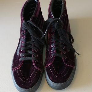 Vans high tops velvet purple black